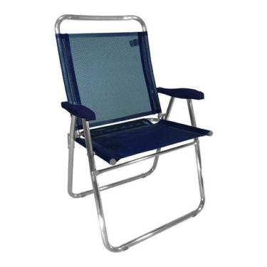 Imagem de Cadeira De Praia Reclinável Em Alumínio King Até 140Kg Azul