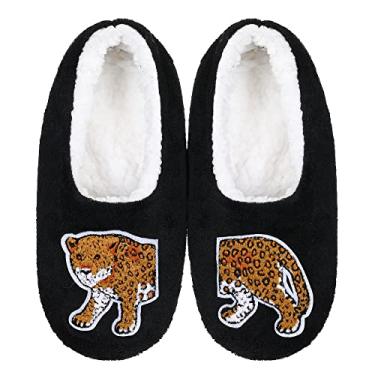 Imagem de ZYZX Pantufas femininas de animais com garras, térmicas, macias, engraçadas, macias, com forro de lã antiderrapante, meias felpudas para uso interno, 052bzy preto, 6.5/7.5 UK