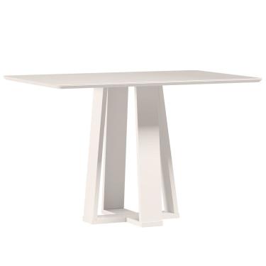Imagem de Mesa de Jantar para 4 Lugares 1,20m  Tampo Mdf com Vidro Rubi Off White - New Ceval