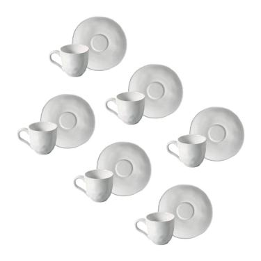 Imagem de Conjunto de Xícaras de Café com Pires Porto Brasil Orgânico New White 120ml - 6 Peças 