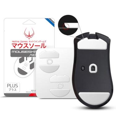 Imagem de 2 conjuntos HOTLINEGAMES 3.0 Plus bordas curvas arredondadas patins para pés de mouse compatíveis com Razer DeathAdder V3 Pro Wireless Gaming Mouse de substituição (0,8 mm, liso, PTFE) Atualização de