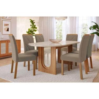Imagem de Conjunto Sala de Jantar Valentina Tampo Madeirado Oval c/ Vidro 210x10