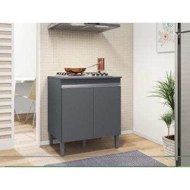 Imagem de Balcão Andréia P/ Cooktop 4 ou 5 Bocas 2 Portas - AJL Móveis, Cinza