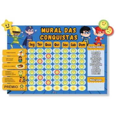 Imagem de Quadro de Rotina Infantil Imantado Fantasia de Heróis