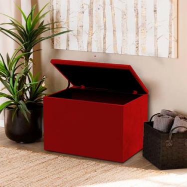 Imagem de Puff Baú Retangular Estofado Decorativo - Realizar, Vermelho