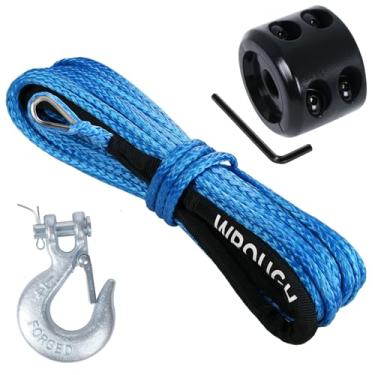 Imagem de WROUGH Cabo De Guincho Sintético 3/16'' X 50 Pés, 8500 Libras, Utv Com Gancho Aço, Rolha Borracha, Capa/Capa Proteção E Dedal, Para Quadriciclo, Veículo, Suv (Azul)