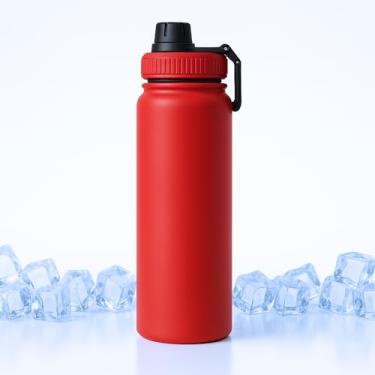 Imagem de Garrafa Térmica Inox 800 ml com Alça – Isolamento a Vácuo (Hot & Cold 12h), Parede Dupla, Antivazamento, Ideal para Academia e Viagens (Vermelho)