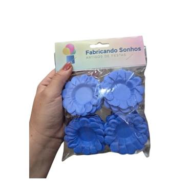 Imagem de Forminhas para Doces Tema Flor Margarida Azul — Decoração de Festa Infantil, Lembrancinha, Mesa de Doces Personalizada — Kit com 40 unidades