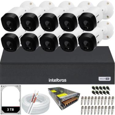 Imagem de Kit 10 Câmeras de Segurança Intelbras e DVR Multi HD 16 Canais MHDX 11