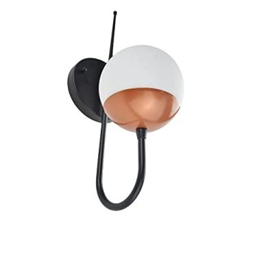 Imagem de Arandela De Parede Preto Com Cobre Jabuticaba Com Globo de Vidro Fosco