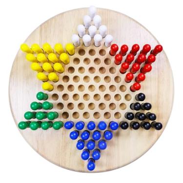 Imagem de Offelec Upgraded 75 Pegs 15" x 15" Large Wooden Chinese Checkers Board Game – More Pegs and More Gameplay for More Fun, 2-6 Players (10 Pegs Each) or 2-3 Players (15 Pegs Each)