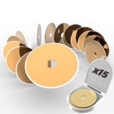 Imagem de youkzuan 15 pacotes de lâminas de corte rotativo de 45 mm revestidas de titânio 45 mm suprimentos de lâminas de corte rotativo para tecido, compatíveis com OLFA, Fiskars, Mr.Pen, DAFA, Truecut etc