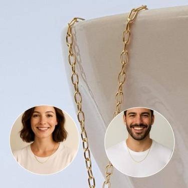 Imagem de CORRENTINHA 45cm a 50cm tradicional banhada a ouro cadeado 1.1mm cordã