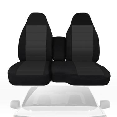 Imagem de runfider Capa de assento lavável para Chevrolet Colorado/GMC Canyon 2004 2005 2006 2007 2008 2009 2010 2011 2012, banco dianteiro 60/40 dividido com apoio de braço de console - preta