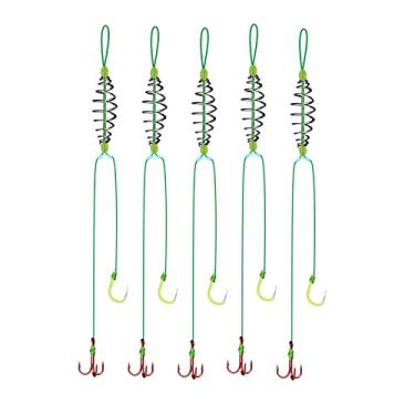 Imagem de GRFIT Ganchos de pesca armadilha anzóis de pesca isca de pesca de carpa isca de gancho com alimentador de carpa de mola de pesca 5 ganchos de peixe Assem (tamanho : 12#)