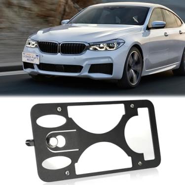 Imagem de Suporte de placa de carro para para-choque dianteiro compatível com BMW Série 6 2012-2018/6 Gran Turismo 2018-2019, sem furadeira, molduras para placa de carro, gancho de reboque, suporte para placa