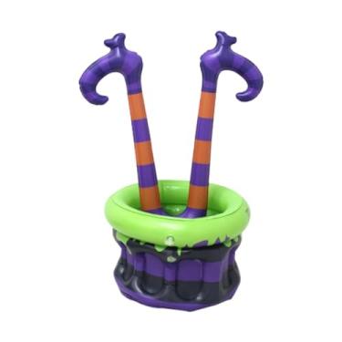 Imagem de FytStycale Chaleira Térmica Inflável com Pernas de Bruxa de Halloween, Recipiente para Balde de Gelo, Suporte para Bebidas para Bar de Verão, Interno
