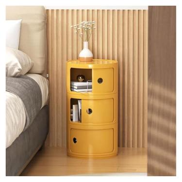 Imagem de Mesa de centro de design simples com 3 gavetas mesa de cabeceira moderna, mesa de cabeceira redonda armário de armazenamento para quarto, mesa de cabeceira com gavetas, mesa de canto com armazenamento