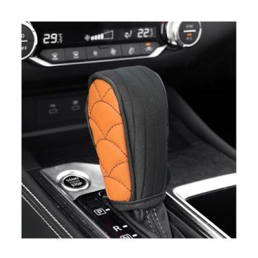 Imagem de BESULEN Capa de manípulo de mudança de marchas de carro, couro antiderrapante, respirável, automático, protetor de manete de câmbio, acessórios de decoração, universal para caminhão SUV Sedan (laranja