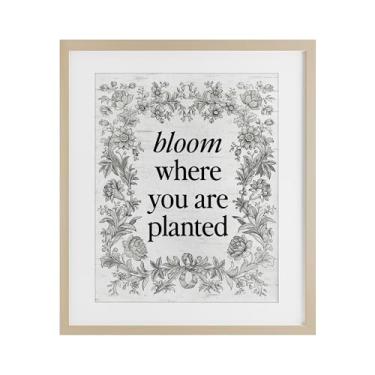 Imagem de Stupell Industries Flor inspiradora com borda vintage bétula emoldurada sob vidro, design por Lettered and Lined, 21 x 17