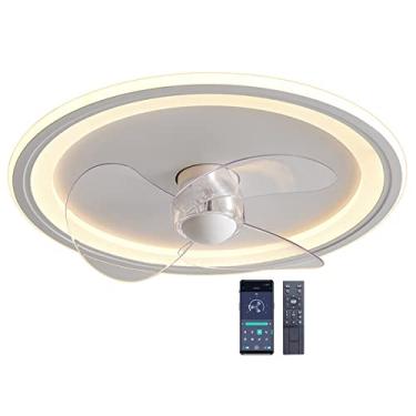 Imagem de Ventilador de teto silencioso com iluminação, moderna iluminação de teto LED regulável com ventilador, ventilador de teto de design criativo para sala de estar, quarto, cozinha, lâmpadas de