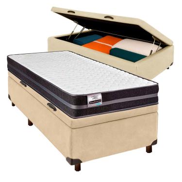 Imagem de Conjunto Cama Box Bau Blindado Solteiro + Colchão Molas Ultralastic Bogota Inducol