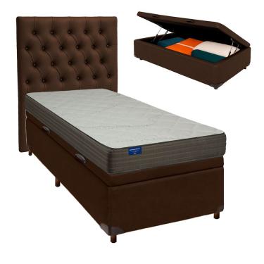 Imagem de Kit Cama Box Bau + Cabeceira + Colchão Solteiro D33 - Orthotech - Inducol