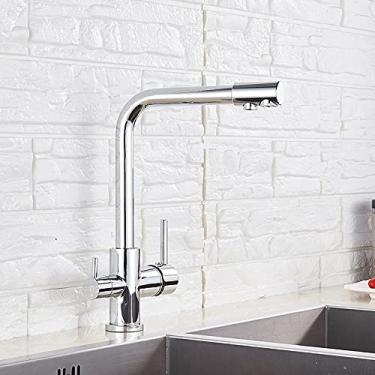 Imagem de RAUGAJ Torneiras, filtro de água torneira de cozinha preta torneira de água potável característica de purificação de água torneiras para misturador de pia de cozinha, guindastes/torneira cromada