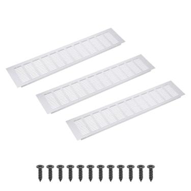 Imagem de PATIKIL Grade de ventilação retangular de 50 x 10 cm, 3 peças de cobertura de ventilação de alumínio com parafusos de montagem para guarda-roupa de porta de armário de armário, prata