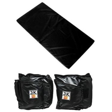 Imagem de Kit Colchonete Preto + Par de Caneleira Tornozeleira De Peso 3kgs Prof