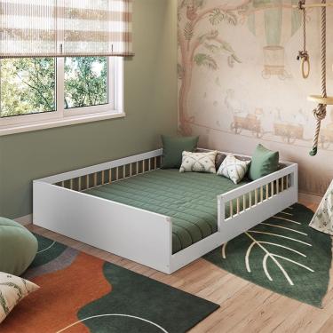 Imagem de Cama Montessoriana de Chão Casal AFT009 Linha Affetto Branco Completa Móveis