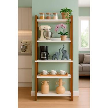 Imagem de Estante Organizador Livreiro Estilo Industrial Madeira MDP Prateleira p/Livros Quarto Sala Cozinha Decoração Ambientes (Nature)