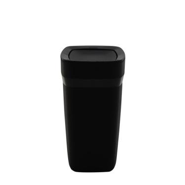 Imagem de Lixeira Tramontina Compact Em Polipropileno Preto Com Tampa Basculante 8,5 L