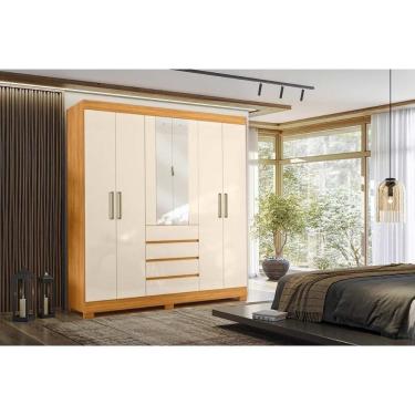Imagem de Guarda Roupa Casal 6 Portas (2 C- Espelho) E 4 Gavetas ópera Cinamon-off White - Demóbile