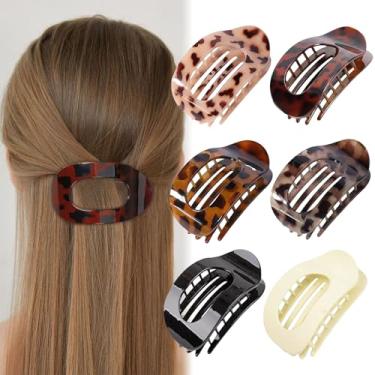Imagem de 6 peças de grampos de cabelo planos para mulheres, moderno, estampa de leopardo, bico de pato para cabelo grosso e fino, grampo de cabelo francês