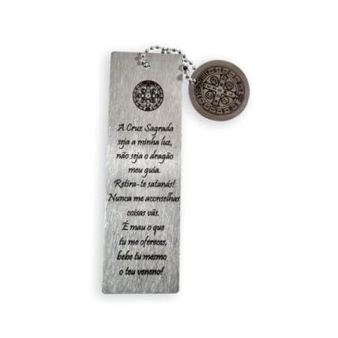 Imagem de Marca Página São Bento em Aço Inox com Oração da Cruz Sagrada | Marca Páginas Religioso | Proteção e Fé | Presente Católico | Acessório para Bíblia