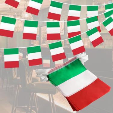 Imagem de Bandeiras de flâmulas de corda da Itália da República Italiana - Eventos Patrióticos 2 de junho Dia Nacional Decoração Bares Esportivos - 33 Pés 38 Bandeiras