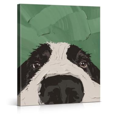 Imagem de Linda arte de parede Border Collie Green imagens engraçadas de cachorro arte moderna decoração de parede para casa apartamento sala de estar quarto 20 x 25 centímetros emoldurado
