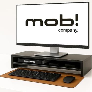 Imagem de MOB! COMPANY Suporte Para Monitor De Mesa Duplo Base Para Monitor De Mesa 70x24x15 Cm MDF Madeira Base Para Monitor (Preto)