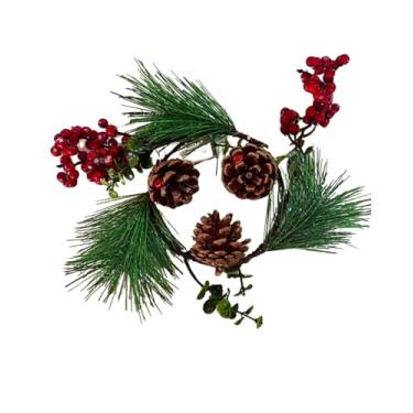 Imagem de KINDU - Guirlanda Natalina com Pinhas e Frutinhas Vermelhas 20 cm – Decoração Clássica de Natal para Porta, Parede e Mesa