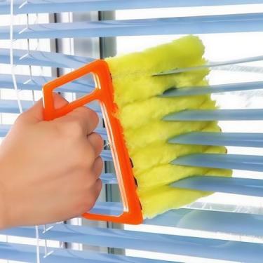 Imagem de Ferramenta de limpeza para persianas de janela, mini espanador portátil para persianas de vinil e madeira, escova de limpeza fácil para casa, escritório, carro - laranja