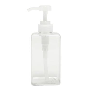 Imagem de Dispensador de bomba de sabão quadrado simples para banheiros, lavanderias, 450 ml, transparente, 1 peça