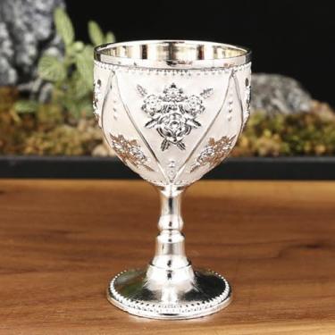 Imagem de Taças de vinho, taça de vinho de 30 ml, ornamento de taça em relevo rosa esculpida taças de vinho de metal premium, ideal para tinto ou branco, para uso diário, festa, casamento, aniversário