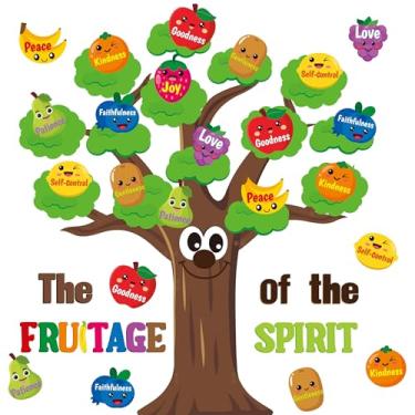 Imagem de Aginc Berry Quadro De Avisos Da Árvore Bíblia Com Frutas Agincberry - 76 Peças Recortes Árvores Era Do Espírito Para Decoração Sala Aula Cristã, Volta Às Aulas, Fé, Domingo Religioso