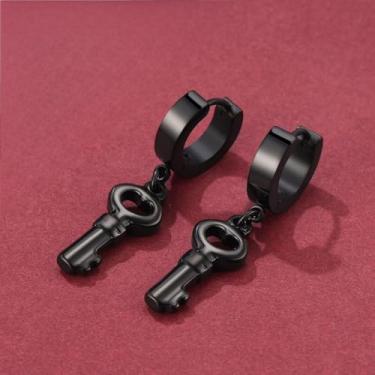 Imagem de Brincos masculinos de aço inoxidável com pingente, One Size, Aço inoxidável, Sem pedra preciosa