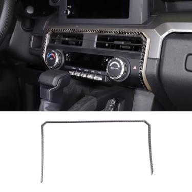 Imagem de Acabamento da capa decorativa da moldura do painel AC do console central para Toyota Tacoma 2024 2025, acessórios de decoração de interiores de carro (padrão de fibra de carbono)