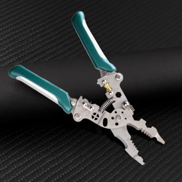 Imagem de Descascador de fios dobrável multifuncional e resistente – Ferramenta de crimpagem, decapagem e enrolamento 3 em 1