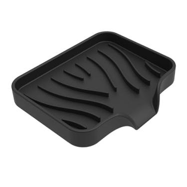 Imagem de Saboneteiras de silicone autodrenantes, suporte de esponja para pia de cozinha, organizador de cozinha e banheiro, saboneteira, preto 12 x 9,9 cm