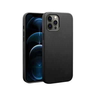 Imagem de Capa de telefone de couro para iphone 12 pro max 13 1 pro 15 plus capa traseira de negócios de carregamento magnético, preto, para iphone 13pro