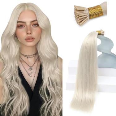 Imagem de Extensões de cabelo loiro Sunny platinum cabelo humano I Tip Stick liso pré-ligado, extensões de cabelo humano com ponta I Thick Cold Fusion I Tip Blonde, 45,72 cm 50 g/pacote